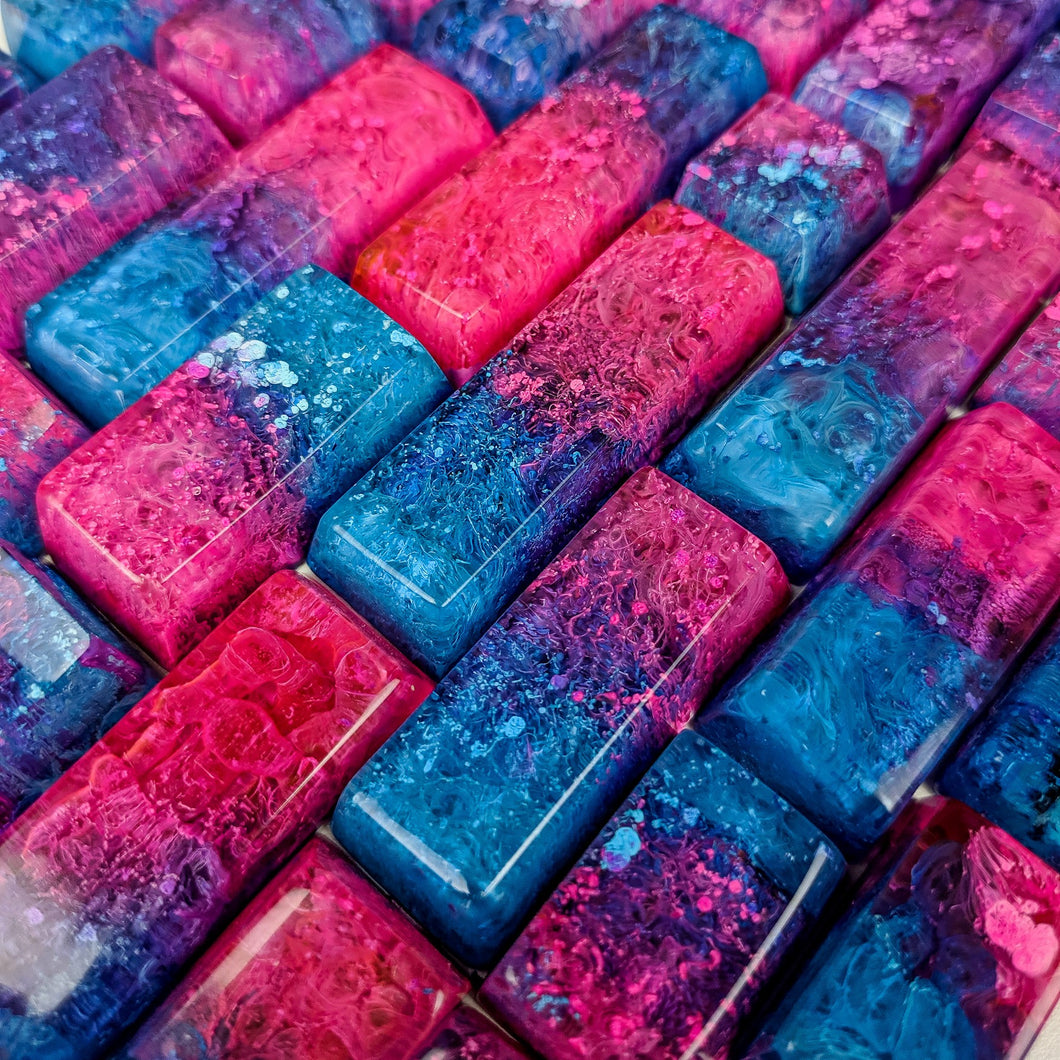 Pink and blue keycaps